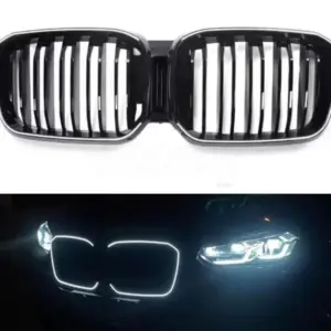 Old To New LED Double Line Grille Voor BMW X3 G01 Pre-LCI & BMW X4 G02 Pre-LCI – M Performance Look, Hoogglans Zwart