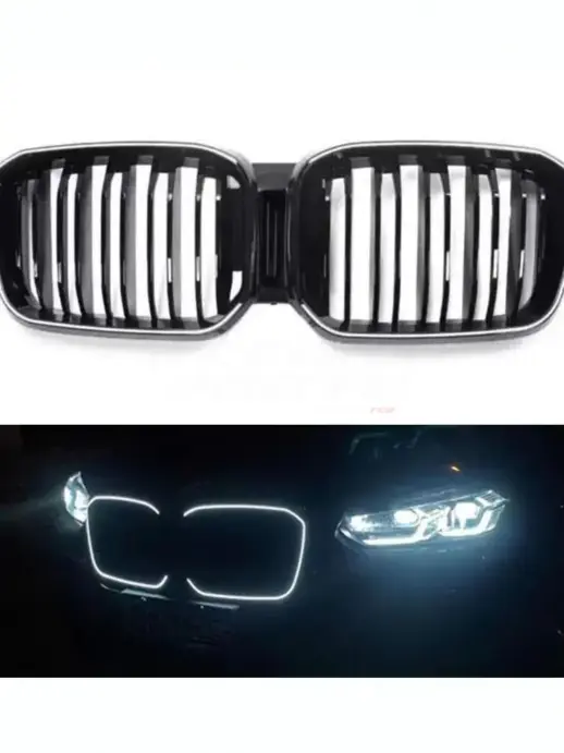 Old To New LED Double Line Grille For BMW X3/X4 G01/G02 Pre-LCI Standard & M Sport & M40d & M40i Only – M Performance Look, Gloss Black