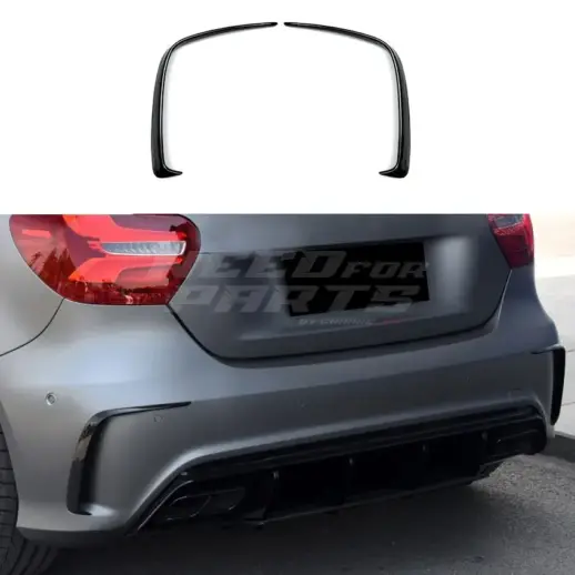 Rear Bumper Canards For Mercedes A Class W176 AMG Line Only – AMG Look, Gloss Black