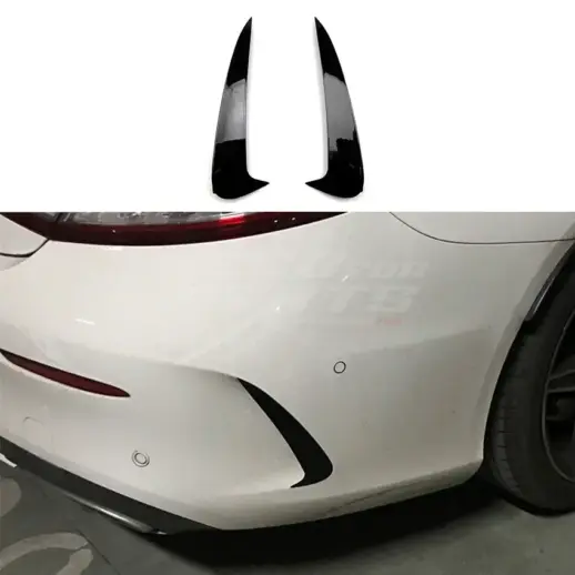 Rear Bumper Canards For Mercedes C Class C205 AMG Line & C43 AMG & C63 AMG Only – AMG Look, Gloss Black