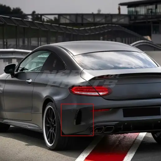 Rear Bumper Canards For Mercedes C Class C205 AMG Line & C43 AMG & C63 AMG Only – AMG Look, Gloss Black