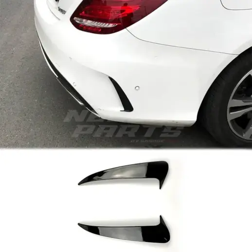 Rear Bumper Canards For Mercedes C Class W205 AMG Line & C43 AMG & C450 AMG & C63 AMG Only – AMG Look, Gloss Black