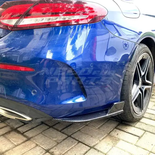 Rear Side Splitters For Mercedes C Class C205 AMG Line & C43 AMG & C63 AMG Only – AMG Look, Gloss Black