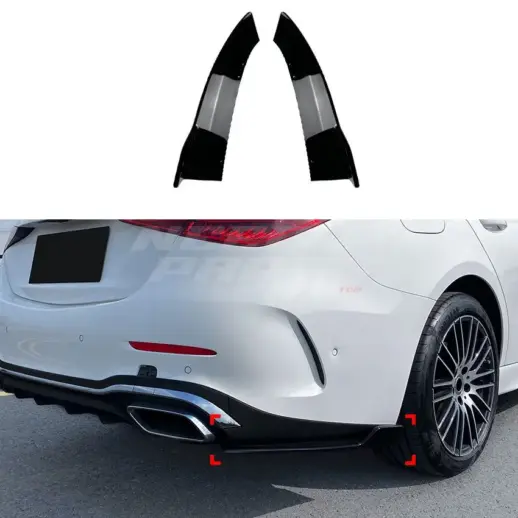 Rear Side Splitters For Mercedes C Class S206/W206 AMG Line & C43 AMG & C63 AMG Only – AMG Look, Gloss Black