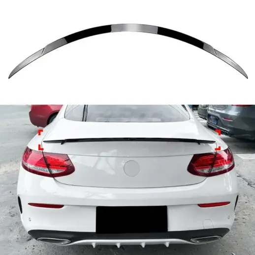 Rear Spoiler For Mercedes C Class C205 Standard & AMG Line & C43 AMG & C63 AMG Only – Racing Look, Gloss Black