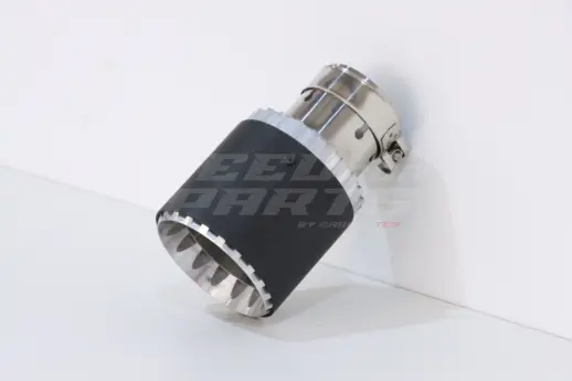 Silver Gearwheel Matte Carbon Exhaust Tip 89mm