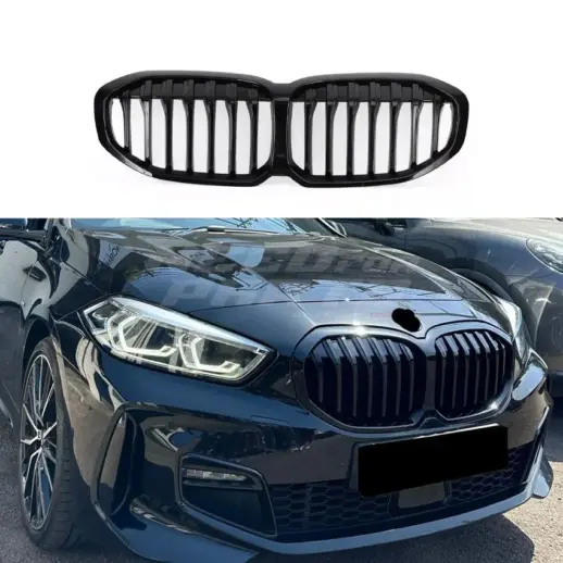 Single Line Grille For BMW 1 Series F40 (2019-2024) Standard & M Sport & M135i Only – M Performance Look, Gloss Black