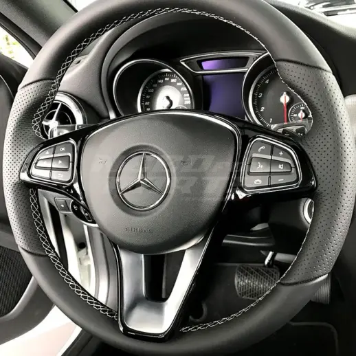 Steering Wheel Trim For Mercedes A Class/C Class/CLA Class/E Class/GLA Class/GLE Class C117/S212/W166/W176/W205/W212/X117/X156 Standard & AMG Line & C43 AMG & C450 AMG & GLA45 AMG & GLE43 AMG & GLE450 AMG & A45 AMG & C63 AMG & CLA45 AMG & E63 AMG & GLE63 AMG Only – AMG Look, Gloss Black