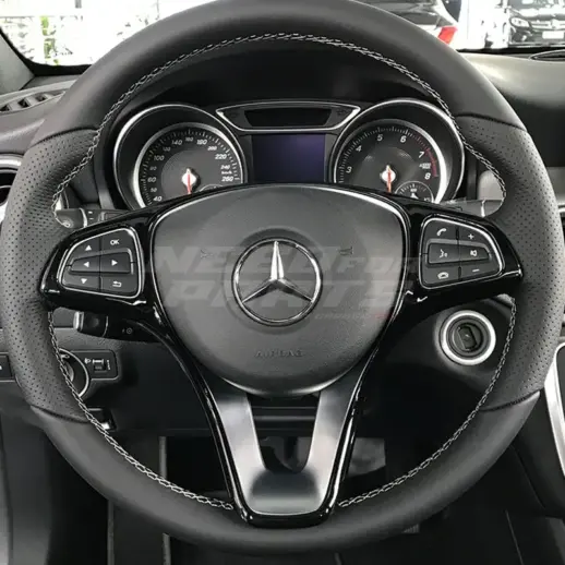 Steering Wheel Trim For Mercedes A Class/C Class/CLA Class/E Class/GLA Class/GLE Class C117/S212/W166/W176/W205/W212/X117/X156 Standard & AMG Line & C43 AMG & C450 AMG & GLA45 AMG & GLE43 AMG & GLE450 AMG & A45 AMG & C63 AMG & CLA45 AMG & E63 AMG & GLE63 AMG Only – AMG Look, Gloss Black