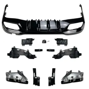 Diffuser With Chrome Exhaust Tips Voor Mercedes C Class S205/W205 AMG Line & C43 AMG & C450 AMG & C63 AMG – C63S AMG Look, Hoogglans Zwart