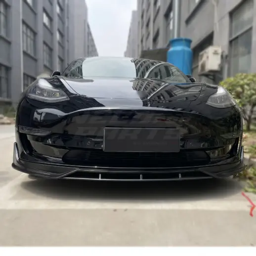 Voorspoiler voor Tesla Model 3 M3 Pre-Facelift – Performance Look, Hoogglans Zwart