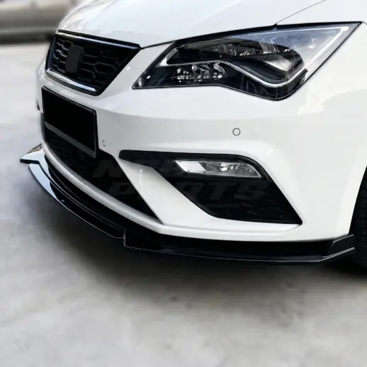 Voorspoiler voor Seat Leon Mk3 FR & Cupra – Sport Look, Hoogglans Zwart