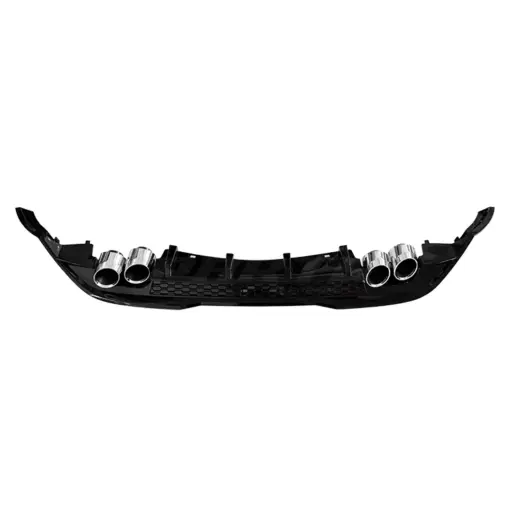Diffuser met chroom uitlaatsierstukken voor Volkswagen Polo 6 (Hatchback) Pre-Facelift Standard & R Line – OO-OO – GTI Look, Hoogglans Zwart