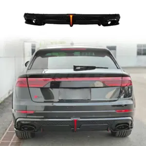 LED Diffuser With Black Exhaust Tips Voor Audi Q8 S Line/SQ8 4M (SUV) Facelift – O-O – RSQ8 Racing Look, Hoogglans Zwart