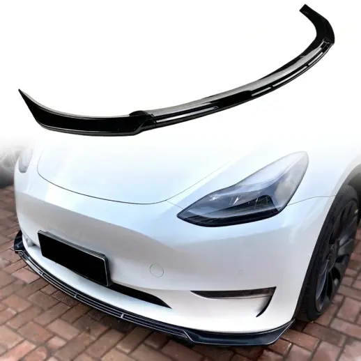 Voorspoiler voor Tesla Model Y MY Pre-Facelift – Sport Look, Hoogglans Zwart