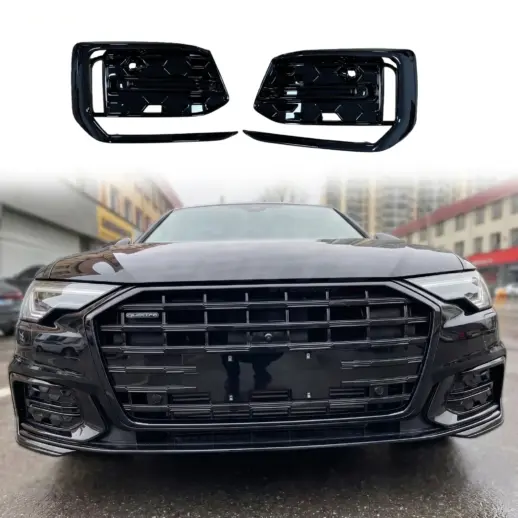 Mistlampcovers voor Audi A6 S Line/S6 C8 (Avant & Sedan) Pre-Facelift – Sport Look, Hoogglans Zwart