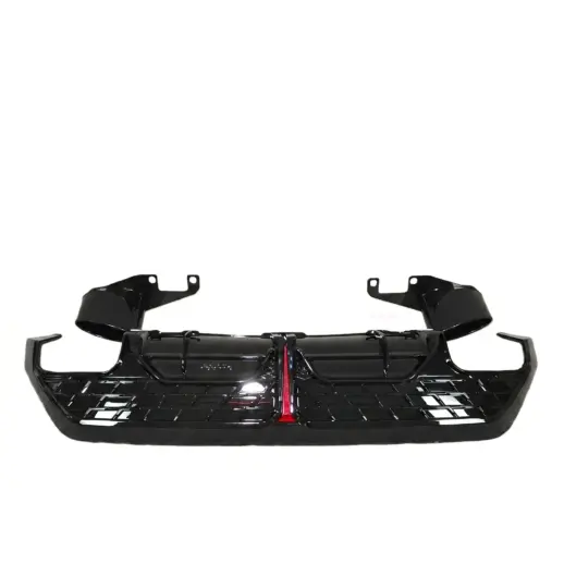 Diffuser met zwarte uitlaatsierstukken voor Audi A3 S Line/S3 8Y (Sedan) Facelift – O-O – RS3 Racing Look, Hoogglans Zwart