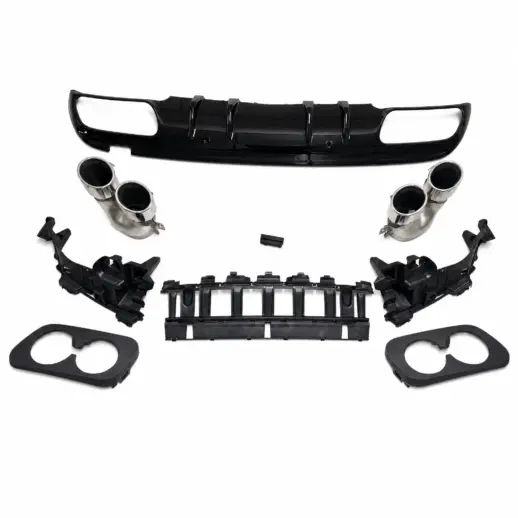 Diffuser met chroom uitlaatsierstukken voor Mercedes C Class C205 Facelift AMG Line & C43 AMG & C63 AMG – OO-OO – C63 S AMG Look, Hoogglans Zwart