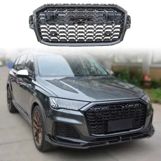 Grill voor Audi Q7/SQ7 4M (SUV) Facelift – RSQ7 Look, Hoogglans Zwart