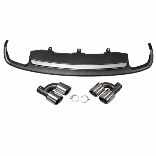 Diffuser met chroom uitlaatsierstukken voor Audi A6 S Line/S6 C7 (Avant & Sedan) Pre-Facelift – OO-OO – S6 Look, Zilver