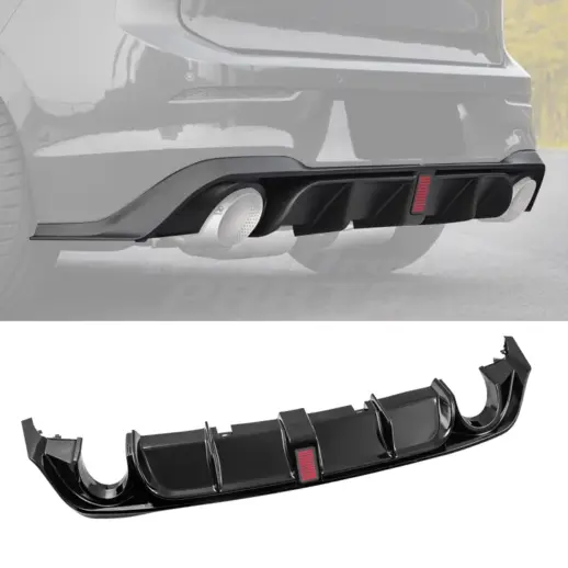 Diffuser met LED-remlicht voor Volkswagen Golf 8/8.5 (Hatchback) R Line & GTE & GTD & GTI – O-O – CS Look, Hoogglans Zwart