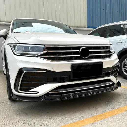 Voorspoiler voor Volkswagen Tiguan 2 (SUV) Facelift R Line – Sport Look, Hoogglans Zwart