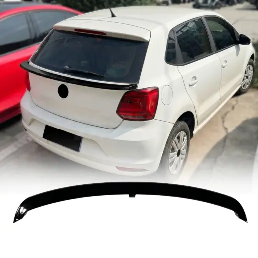 Middenspoiler voor Volkswagen Polo 5 (Hatchback) Standard & R Line & GTI – Sport Look, Hoogglans Zwart