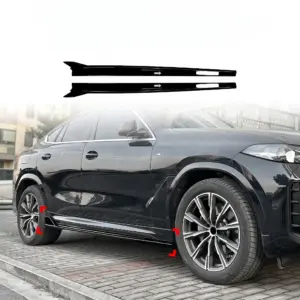 Side Skirts Voor BMW X6 G06 M Sport & M60i & M50i & M50d – M Performance Look, Hoogglans Zwart