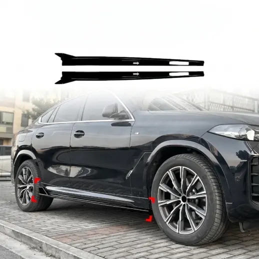 Sideskirts voor BMW X6 G06 M Sport & M50 & M60 – M Performance Look, Hoogglans Zwart