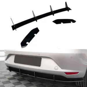 Diffuser Extension With Rear Side Splitters Voor Seat Leon Mk3 Pre-Facelift FR & Cupra – Racing Look, Hoogglans Zwart
