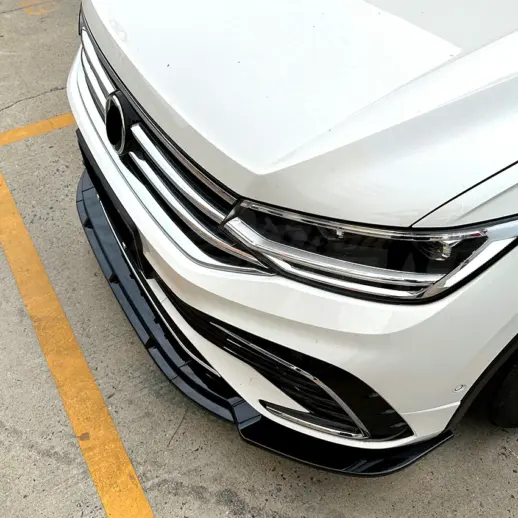 Voorspoiler voor Volkswagen Tiguan 2 (SUV) Facelift R Line – Sport Look, Hoogglans Zwart