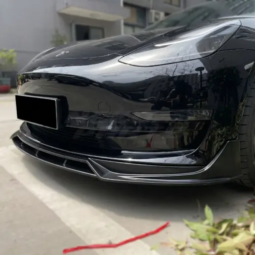 Voorspoiler voor Tesla Model 3 M3 Pre-Facelift – Performance Look, Hoogglans Zwart