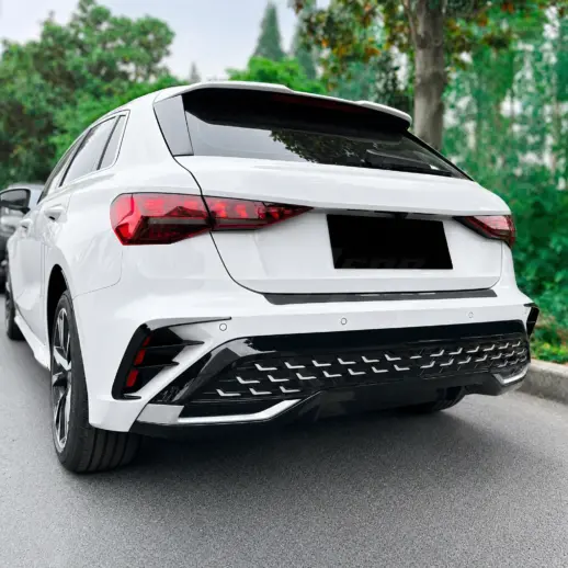 Achterbumper canards voor Audi A3/S3/RS3 8Y (Sportback) – RS3 Look, Hoogglans Zwart
