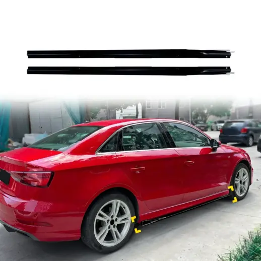Sideskirts voor Audi A3/A3 S Line/S3 8V (Sedan & Sportback) – S3 Look, Hoogglans Zwart