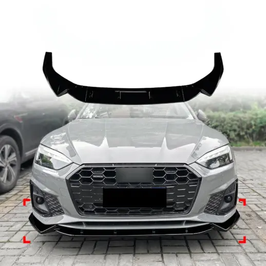 Voorspoiler voor Audi A5 S Line/S5 F5 (Cabriolet & Coupé & Sportback) Facelift – Racing Look, Hoogglans Zwart