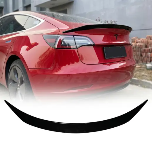 Achterspoiler voor Tesla Model 3 M3 Pre-Facelift – Racing Look, Hoogglans Zwart