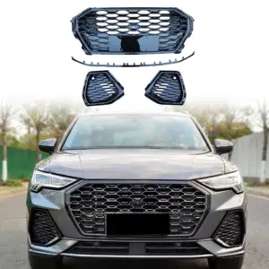 Grille With Fog Lamp Covers Voor Audi Q3/Q3 S Line F3 (SUV & Sportback) – RSQ3 Look, Hoogglans Zwart