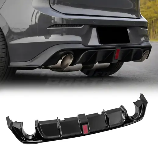 Diffuser met LED-remlicht voor Volkswagen Golf 8/8.5 (Hatchback) R Line & GTE & GTD & GTI – O-O – CS Look, Hoogglans Zwart