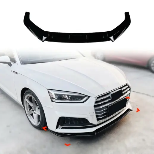 Voorspoiler voor Audi A5 S Line/S5 F5 (Cabriolet & Coupé & Sportback) Pre-Facelift – Sport Look, Hoogglans Zwart