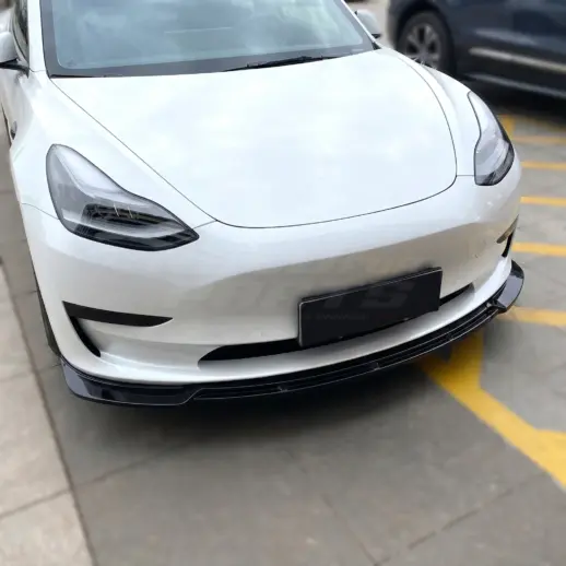 Voorspoiler voor Tesla Model 3 M3 Pre-Facelift – Sport Look, Hoogglans Zwart