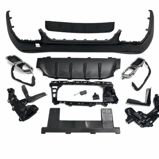 Diffuser met chroom uitlaatsierstukken voor Mercedes GLC X254 AMG Line & GLC43 AMG & GLC63 AMG – OO-OO – GLC63 S AMG Look, Hoogglans Zwart