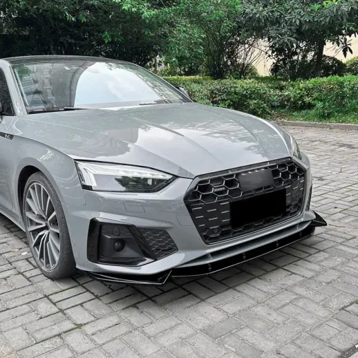 Voorspoiler voor Audi A5 S Line/S5 F5 (Cabriolet & Coupé & Sportback) Facelift – Racing Look, Hoogglans Zwart