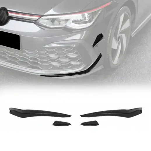 Canards voorbumper voor Volkswagen Golf 8 (Hatchback) R Line & GTI & GTE & GTD – Racing Look, Hoogglans Zwart