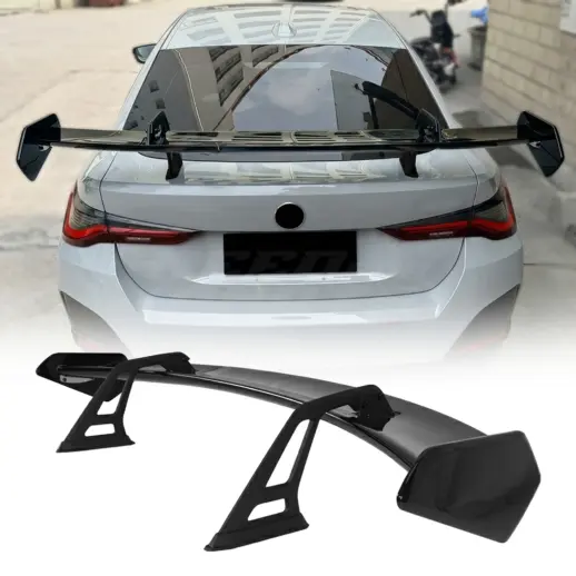 GT-wing met driehoekige steunen – Racing Look, Hoogglans Zwart