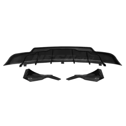 Diffuser splitter met zijsplitters achter voor Tesla Model 3 M3 Pre-Facelift – Performance Look, Hoogglans Zwart