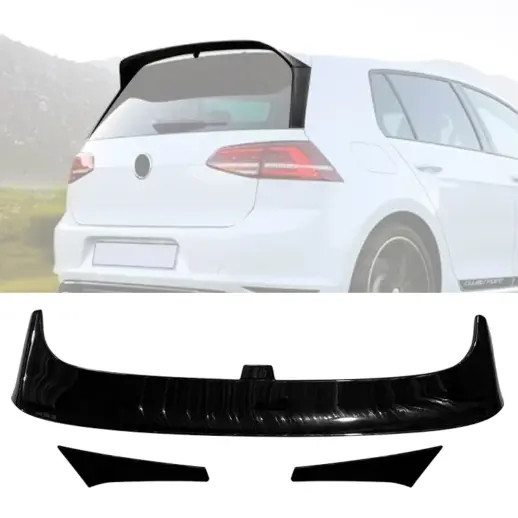 Dakspoiler 3-delig voor Volkswagen Golf 7/7.5 (Hatchback) R Line & GTI & GTE & GTD & R – Clubsport Look, Hoogglans Zwart