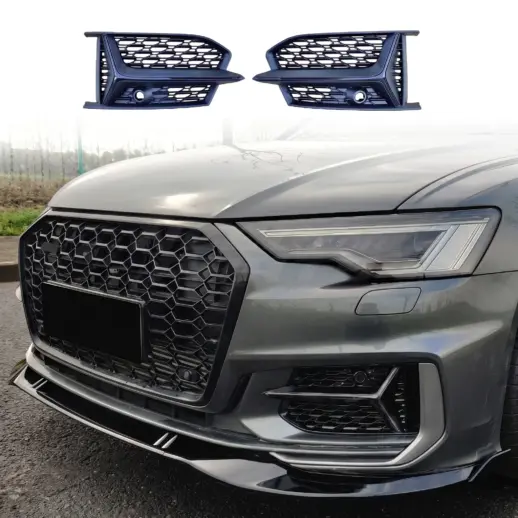 Mistlampcovers voor Audi A6 S Line/S6 C8 (Avant & Sedan) Pre-Facelift – RS6 Look, Hoogglans Zwart