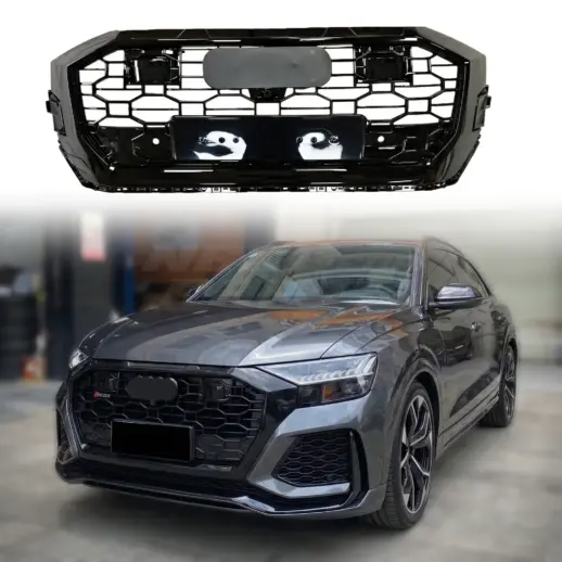 Grille met ACC voor Audi Q8/Q8 S Line/SQ8 4M (SUV) Pre-Facelift – RSQ8 Look, Hoogglans Zwart