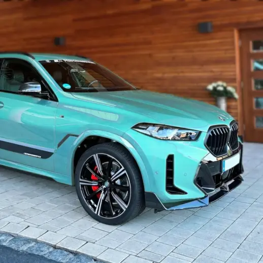 Voorspoiler voor BMW X6 G06 LCI M Sport & M60 – M Performance Look, Hoogglans Zwart