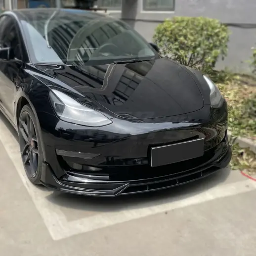 Voorspoiler voor Tesla Model 3 M3 Pre-Facelift – Performance Look, Hoogglans Zwart